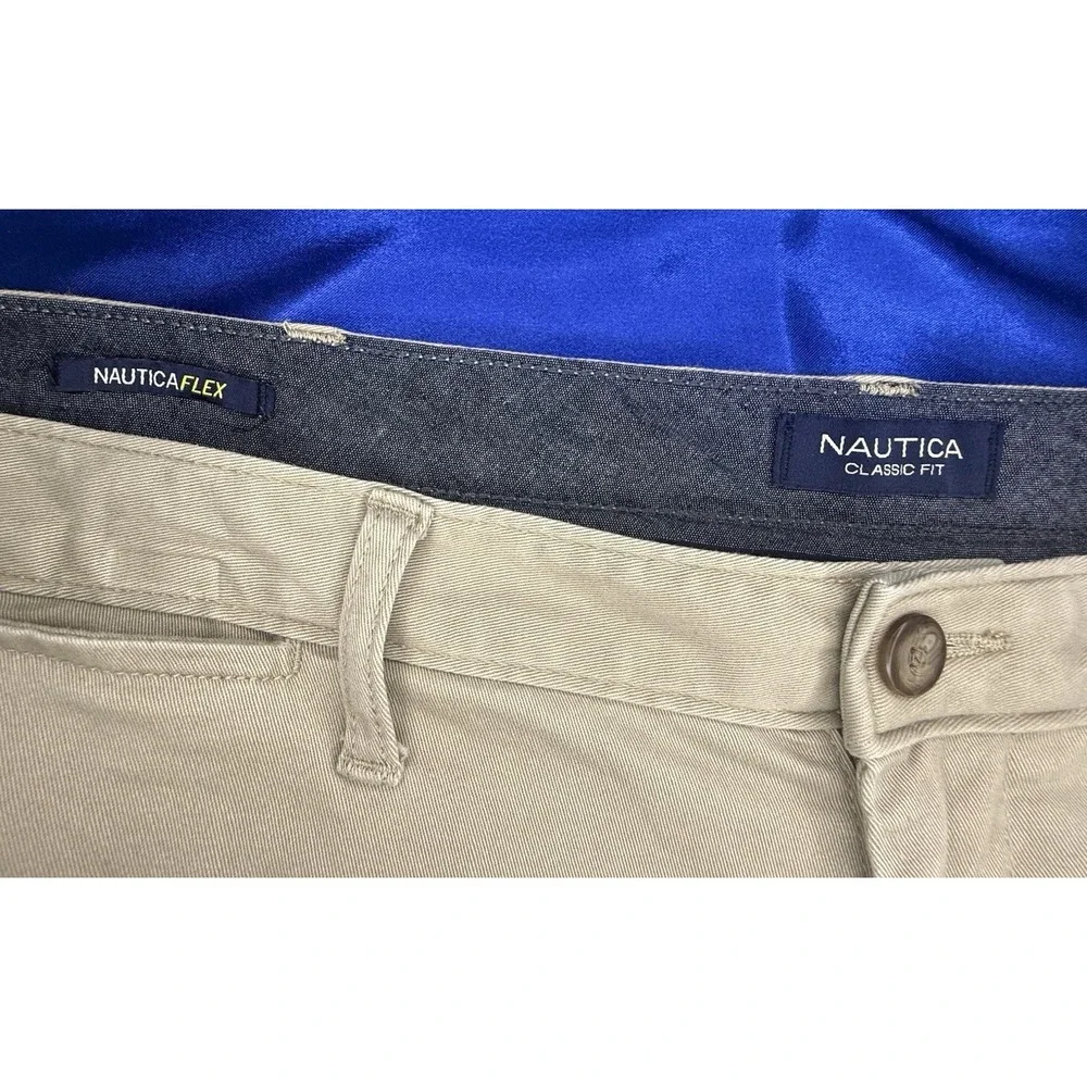 Nautica Flex Men's 40 Classic Fit Shorts Chino 40 Khaki Tan - 8